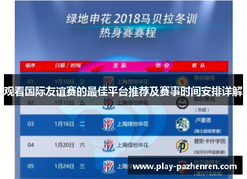 观看国际友谊赛的最佳平台推荐及赛事时间安排详解